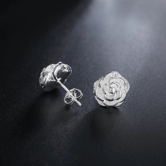 925 Sterling Silver Fine Flower bud Earring stud for Women Luxury Fashion Party - Picture 5 of 5